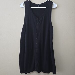 EILEEN FISHER M Black Button Up Tunic Dress Cashmere Minimalist Elevated Basic